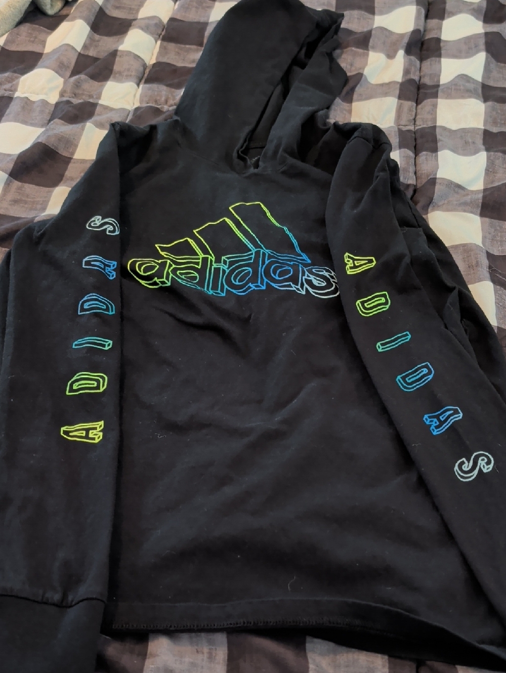 Bundle Set. Adidas Black Hoodie with Neon Blue & Neon Green Logo And Salt Life